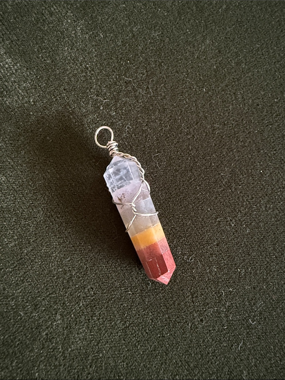Rainbow Layered Crystal Point Pendant